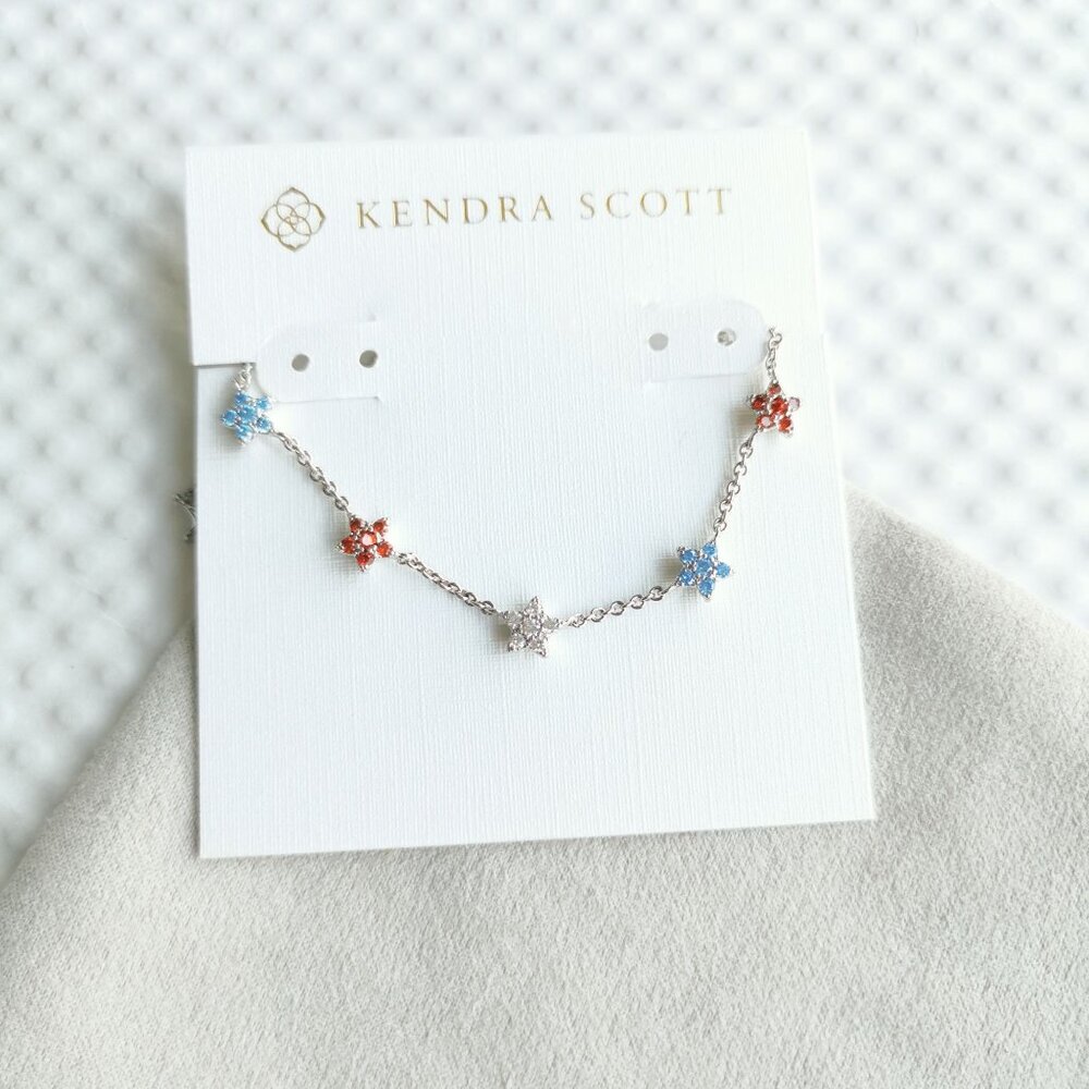 Kendra Scott Silver Crystal Sierra Star Chain Bracelet NEW